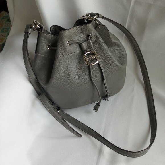 Coach Elle Gray Pebbled Leather Drawstring Crossbody Bag F31412 - Picture 5 of 9